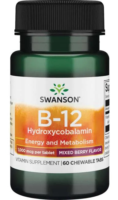 Swanson B-12 Hydroxycobalamin, 1000mcg - 60 chewable tabs - Default Title - Vitamins & Minerals at MySupplementShop by Swanson