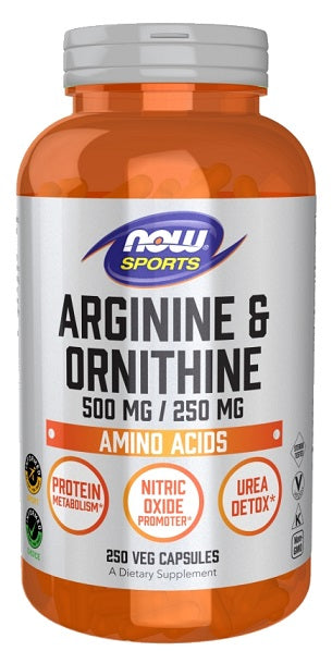 NOW Foods Arginine & Ornithine, 500/250 - 250 vcaps - Amino Acids and BCAAs at MySupplementShop by NOW Foods