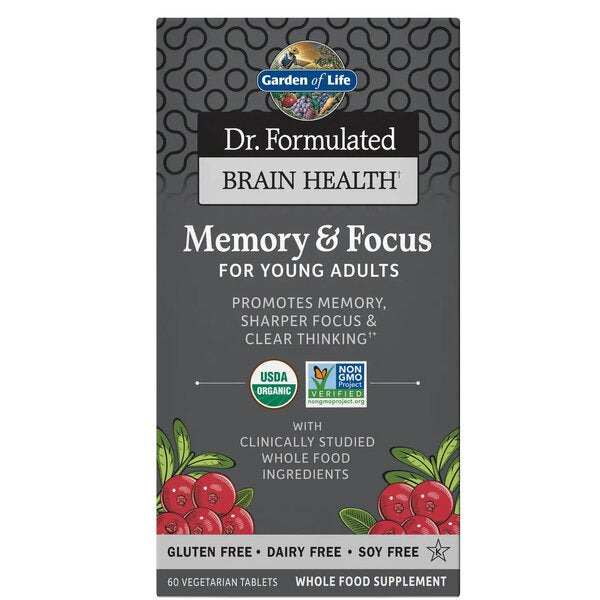 Garden of Life Dr. Formulated Memory & Focus for Young Adults - 60 vegetarian tabs - Health and Wellbeing at MySupplementShop by Garden of Life