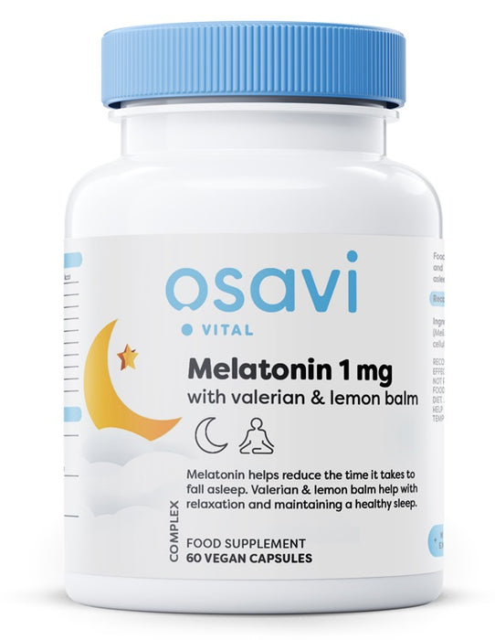 Osavi Melatonin with Valerian & Lemon Balm 1mg  60 vegan caps - Health and Wellbeing at MySupplementShop by Osavi