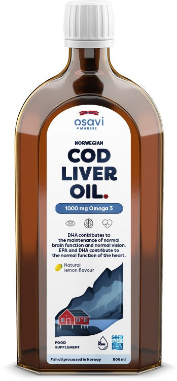 Osavi Norwegian Cod Liver Oil, 1000mg Omega 3 (Lemon) - 500 ml. - Omega-3 at MySupplementShop by Osavi