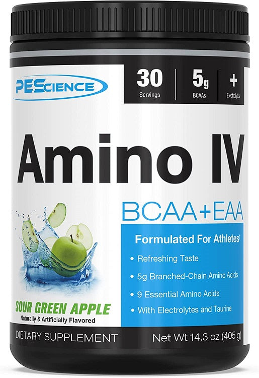 PEScience Amino IV, Sour Green Apple - 405 grams - Default Title - Amino Acids and BCAAs at MySupplementShop by PEScience