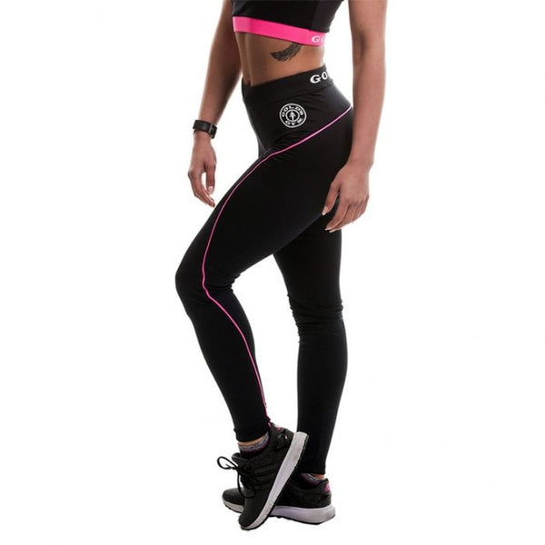 Gold's Gym Long Gym Leggings - Black/Pink - Small - Gym Leggings at MySupplementShop by Gold's Gym