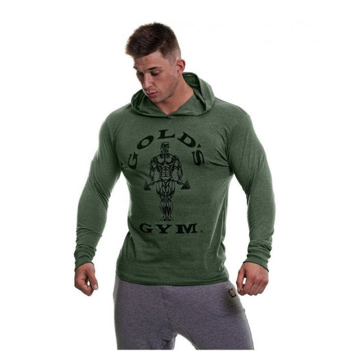 Gold's Gym Long Sleeve Hooded Top - Army Marl - Small - Hooded Top at MySupplementShop by Gold's Gym