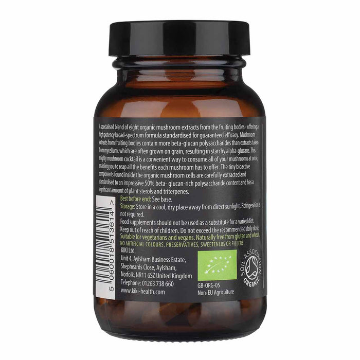 Kiki Health Organic 8 Multi-Mushroom Extract Blend 60 vegicaps - Health and Wellbeing at MySupplementShop by KIKI Health